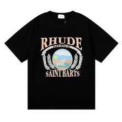 Rhude Sunset Beach Print Cotton T-Shirt