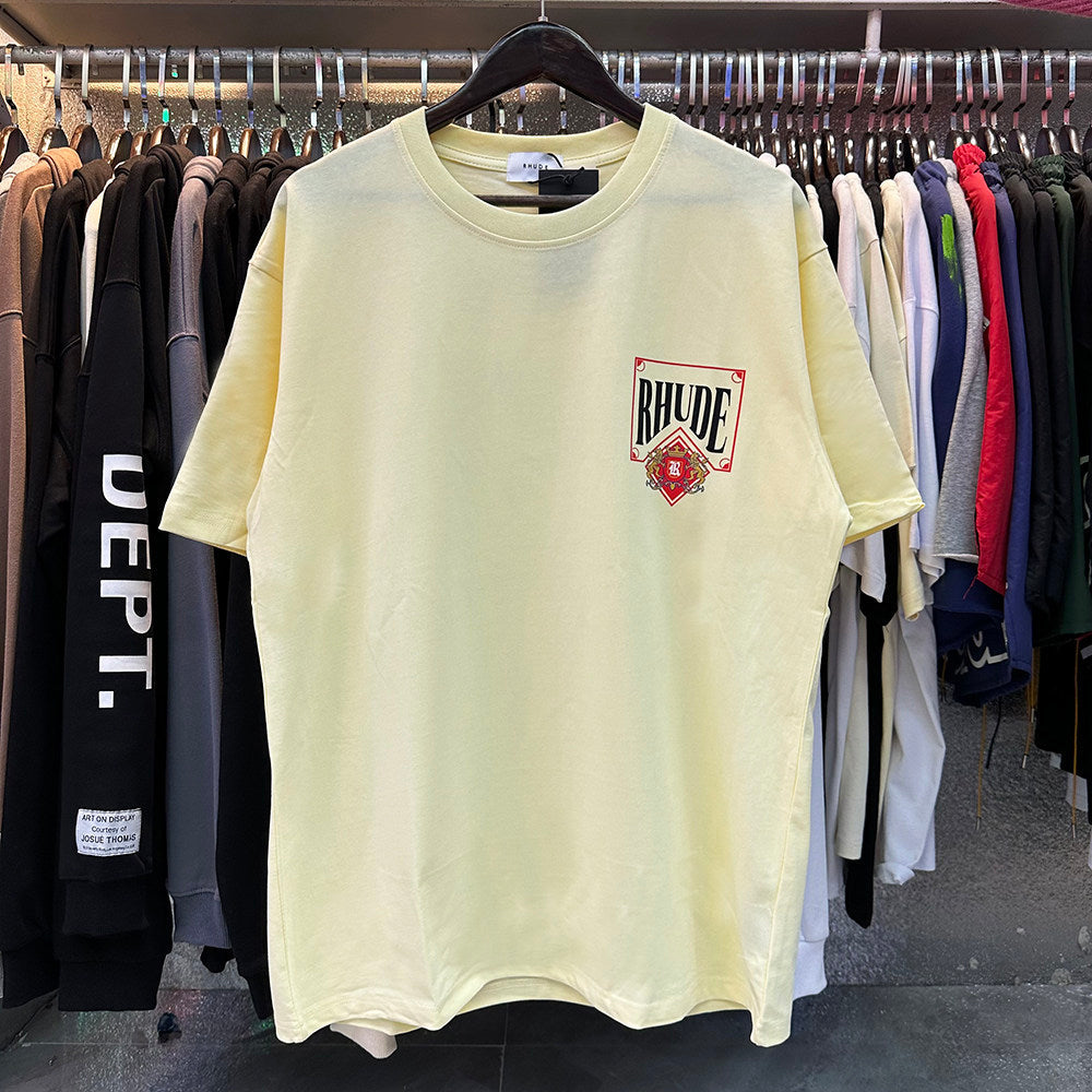 Rhude Card Print Loose-Fit Crew Neck Short Sleeve T-Shirt