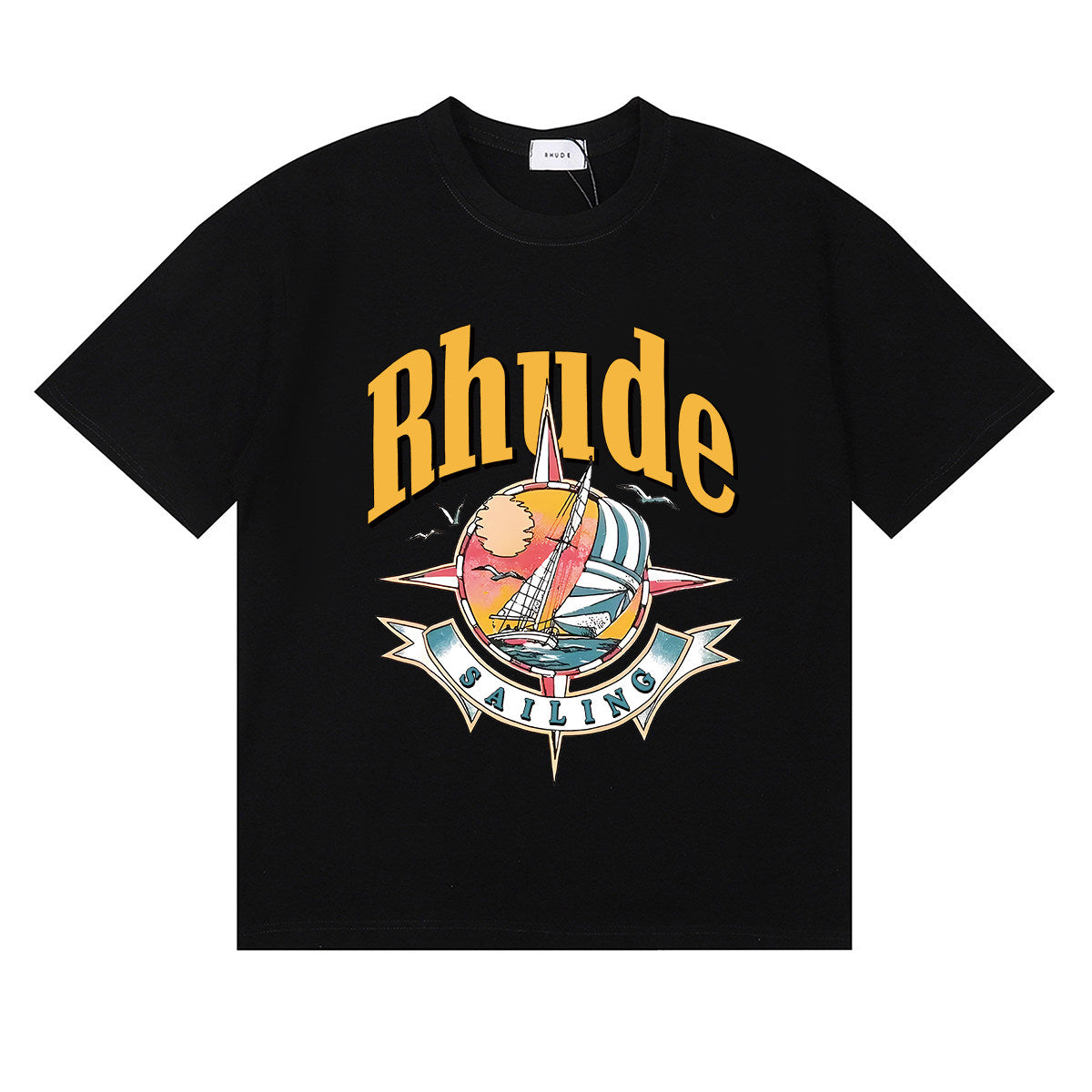 Rhude Sailing Sailboat Navigation Print T-Shirt