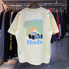 Rhude Moonlight Tropics Coconut Tree Racing Print T-shirt