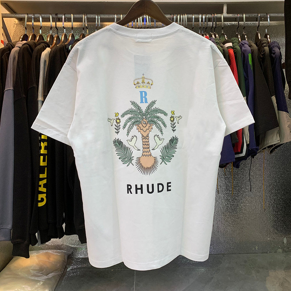 Rhude Las Palmas Coconut Print Round Neck T-shirt