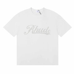Rhude Sketch Logo Printed Comfortable Loose-Lined Couple T-shirt
