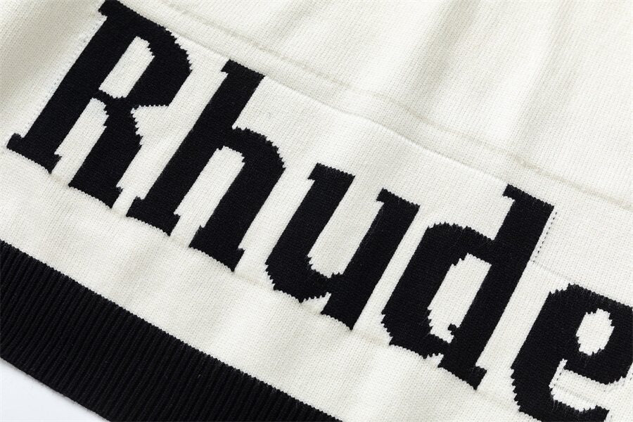 Rhude American-style jacquard hooded sweater