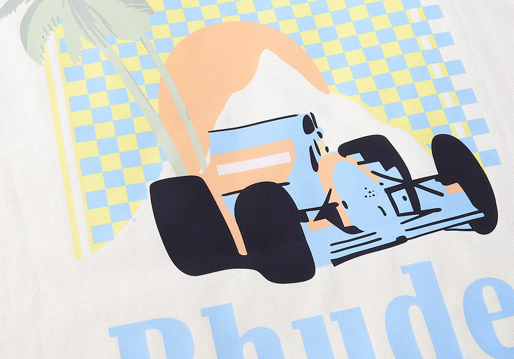 Rhude Moonlight Tropics Coconut Tree Racing Print T-shirt
