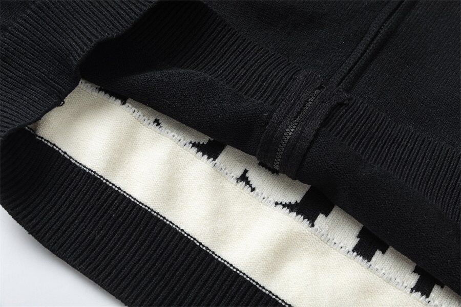 Rhude American-style jacquard hooded sweater