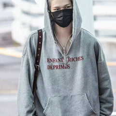 ERD Distressed Oversized Knit Hooded Pullover Sweater