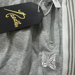 Needles Butterfly Embroidery Striped Cotton French Terry Pants