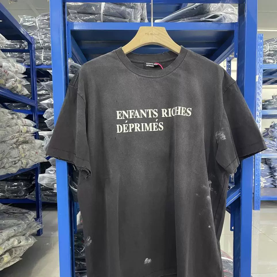 ERD Classic Logo Distressed Washed Grey Tee