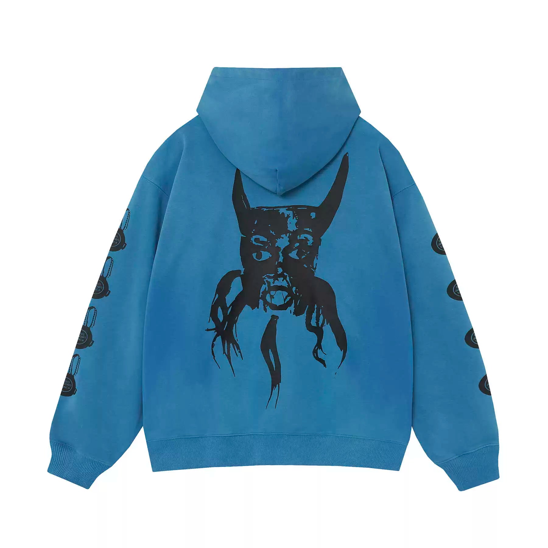 ERD Melancholy Vintage Distressed Washed Blue Pullover Hoodie