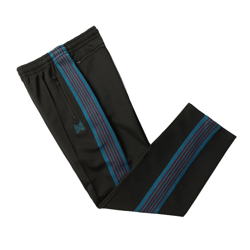 Needles Inspired Butterfly Embroidery Striped Straight Track Pants