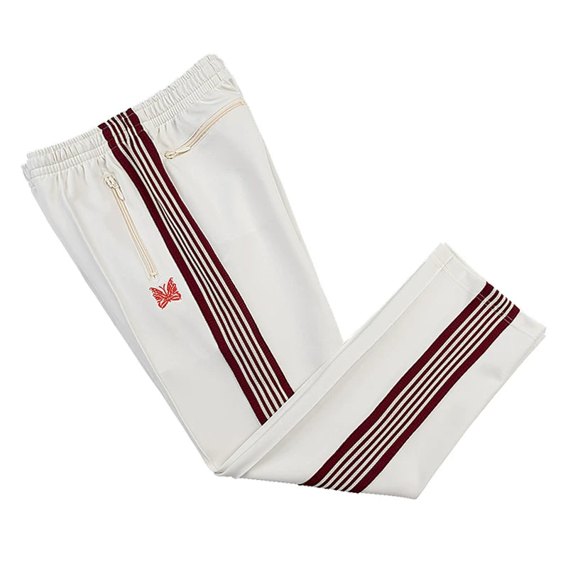Needles Inspired Butterfly Embroidery Striped Straight Track Pants