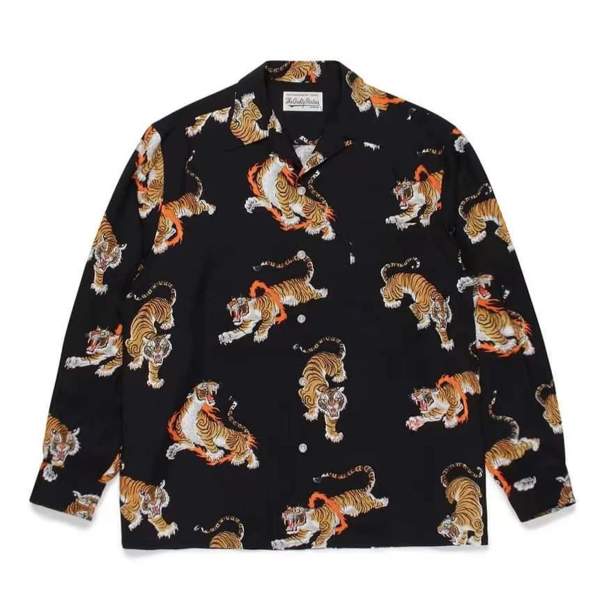 WACKO MARIA Check Open Collar Long Sleeve Shirt