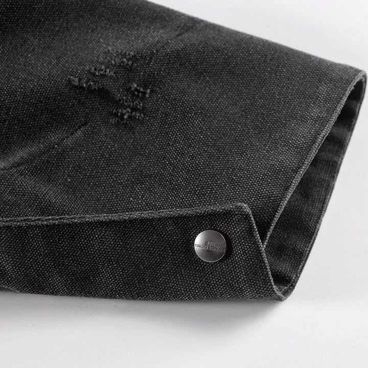 ERD melancholic Vintage Detroit Washed Canvas Collared Jacket