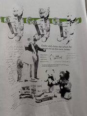 ERD Vintage Cartoon Print Cement White Loose Long Tee