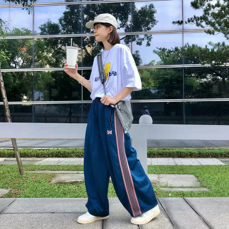 Needles Style Hip Hop Butterfly Embroidered Track Pants