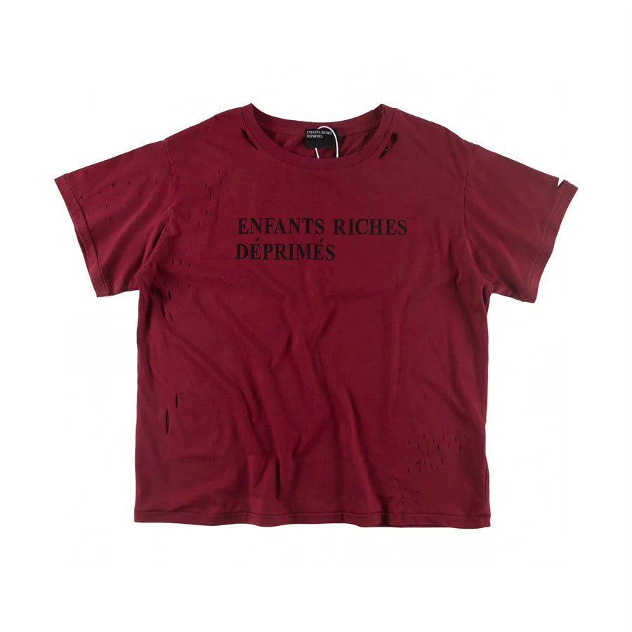 ERD melancholic Oversized Distressed Slogan Graphic Tee