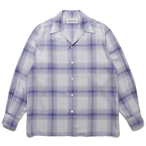 WACKO MARIA Check Open Collar Long Sleeve Shirt