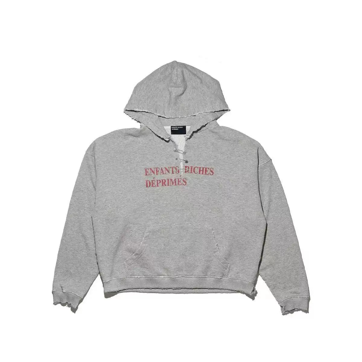 ERD Distressed Oversized Knit Hooded Pullover Sweater