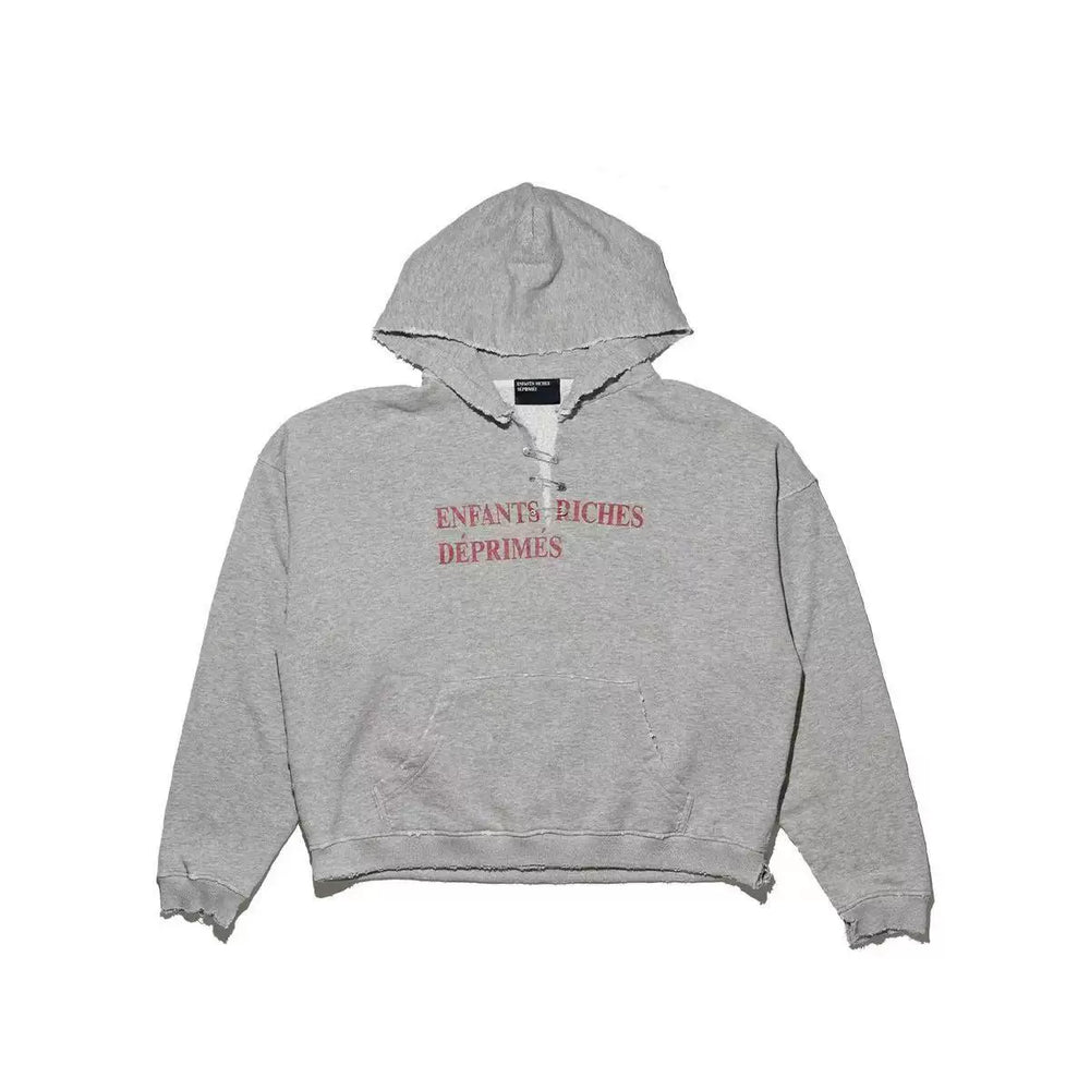 ERD Distressed Oversized Knit Hooded Pullover Sweater
