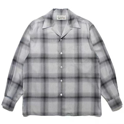 WACKO MARIA Check Open Collar Long Sleeve Shirt