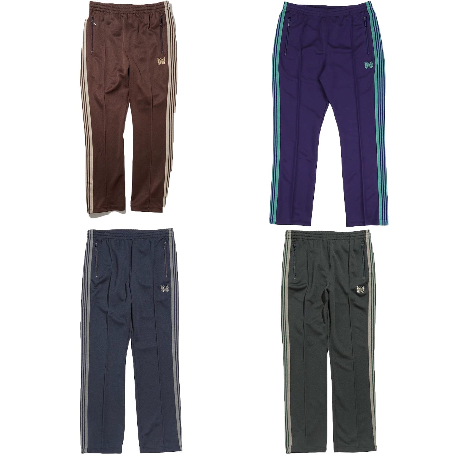 Needles Retro Side Stripe Butterfly Embroidery Casual Track Pants