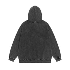ERD melancholic Washed Black Oversized Slogan Hoodie