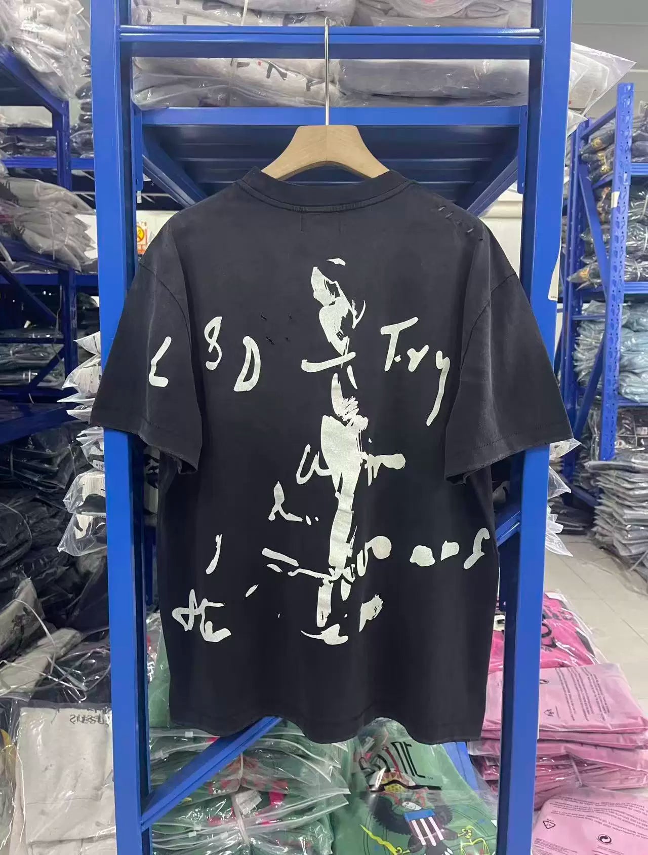 ERD Inspired Faded Portrait Washed Black Cotton Tee