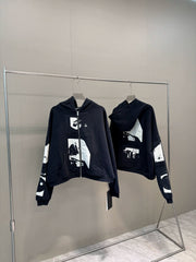 ERD melancholic Vintage Blue Black Patchwork Hoodie