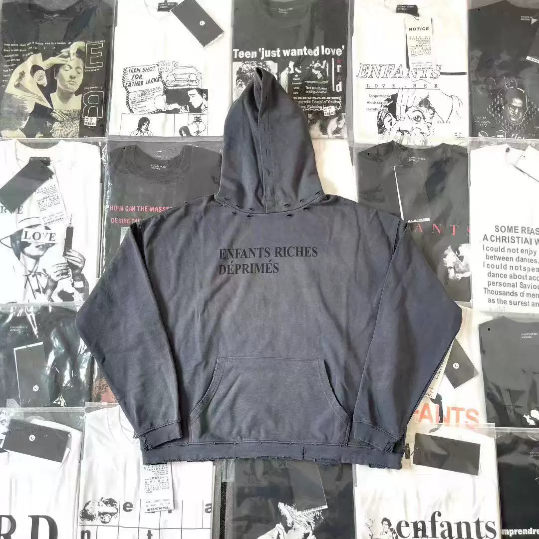 ERD melancholic Washed Fleece Oversized Graphic Hoodie