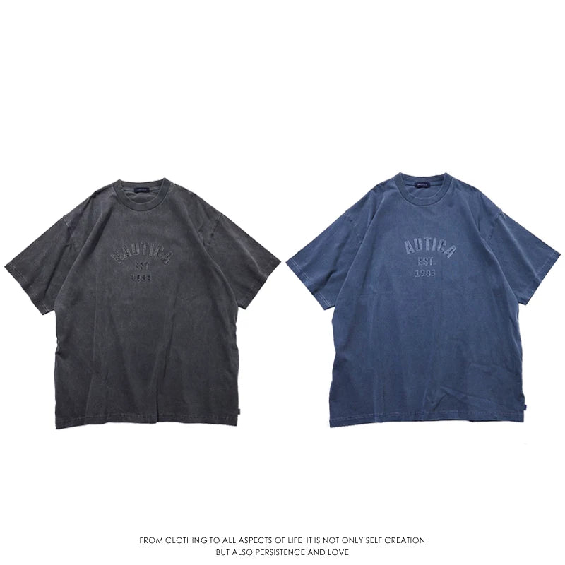 Nautica Style Vintage Wash Heavyweight Embroidery Tee
