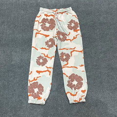 "Denim Tears" Orange & Mint Camo Floral Pattern Oversized Sweatpants