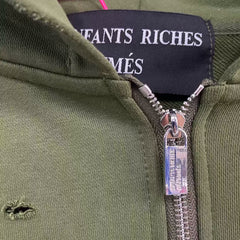 ERD Inspired Slogan Washed Green Zip Up Hoodie