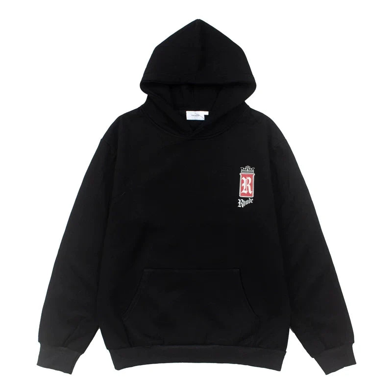 RHUDE 26ss Vintage Logo Fleece Lined Winter Hoodie