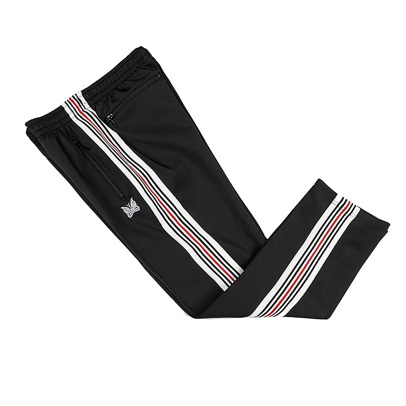 Needles Inspired Butterfly Embroidery Striped Straight Track Pants