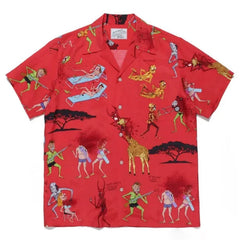 WACKO MARIA Inspired Hawaiian Cuban Collar Wolf Shirt