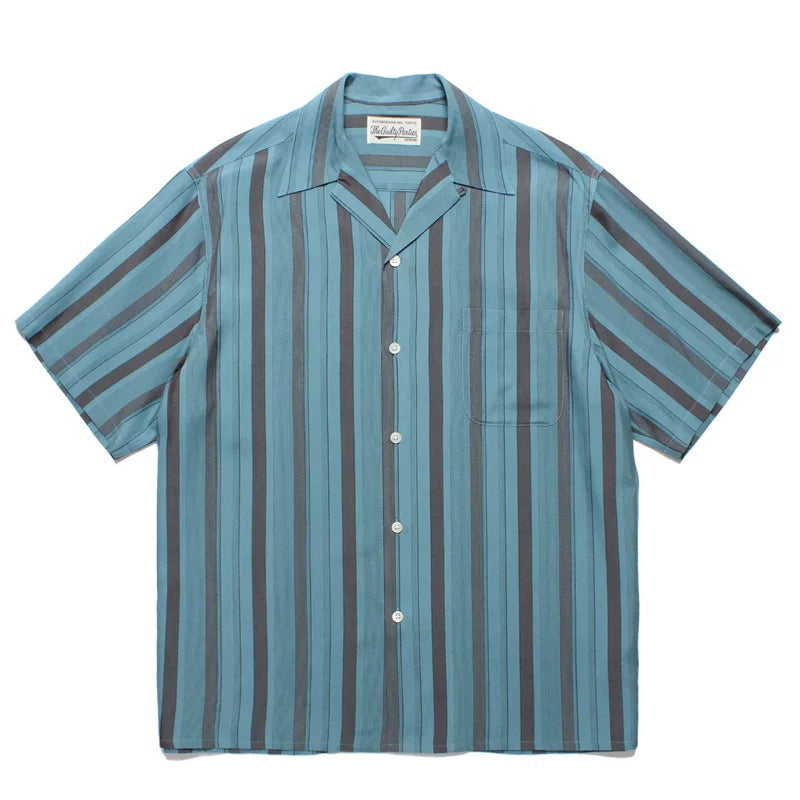WACKO MARIA Check Stripe Rayon Hawaiian Shirt
