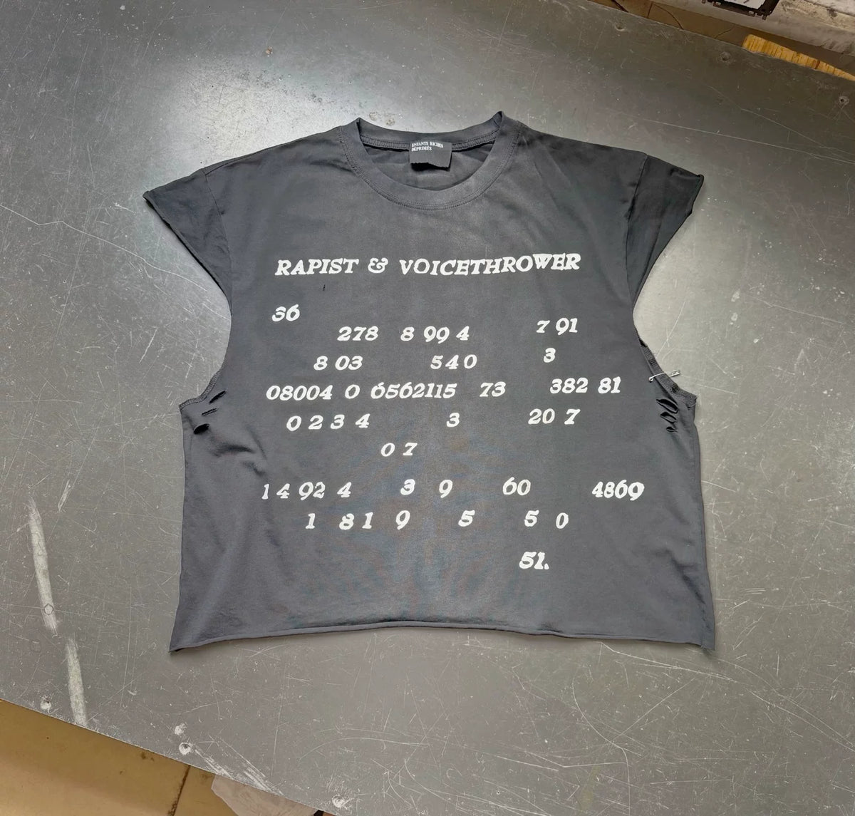 ERD Style Distressed Safety Pin Muscle Tee
