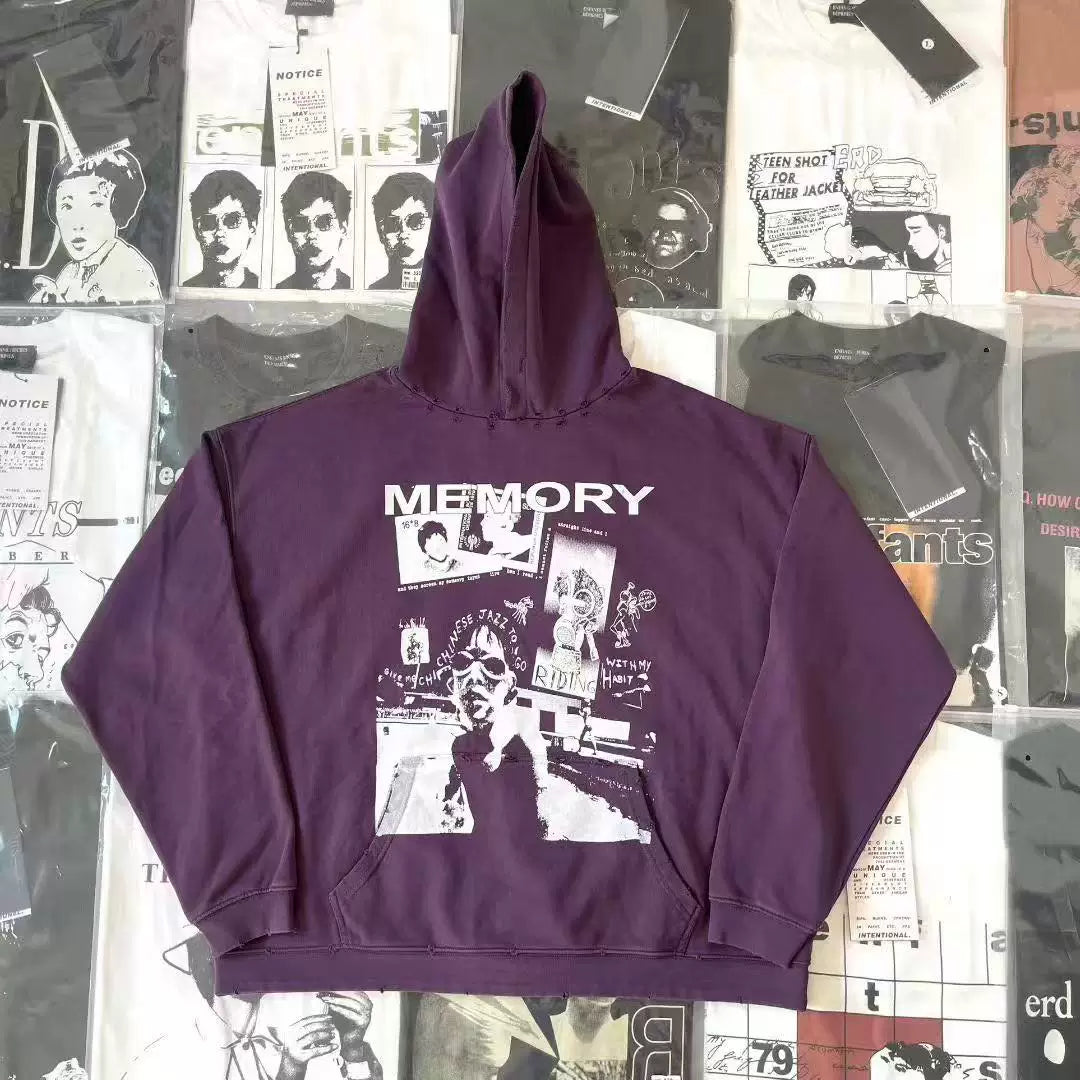 ERD melancholic Washed Fleece Oversized Graphic Hoodie