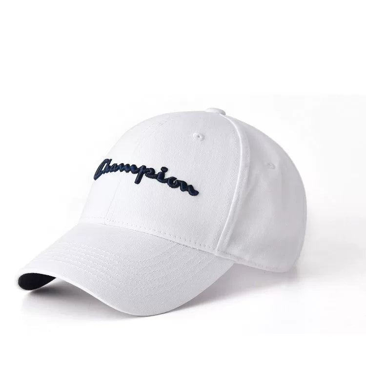 Champion Style Script Letter Embroidered Curved Baseball Cap