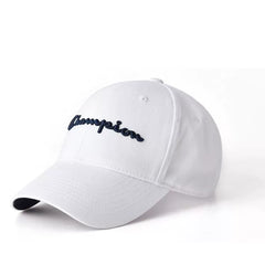 Champion Style Script Letter Embroidered Curved Baseball Cap