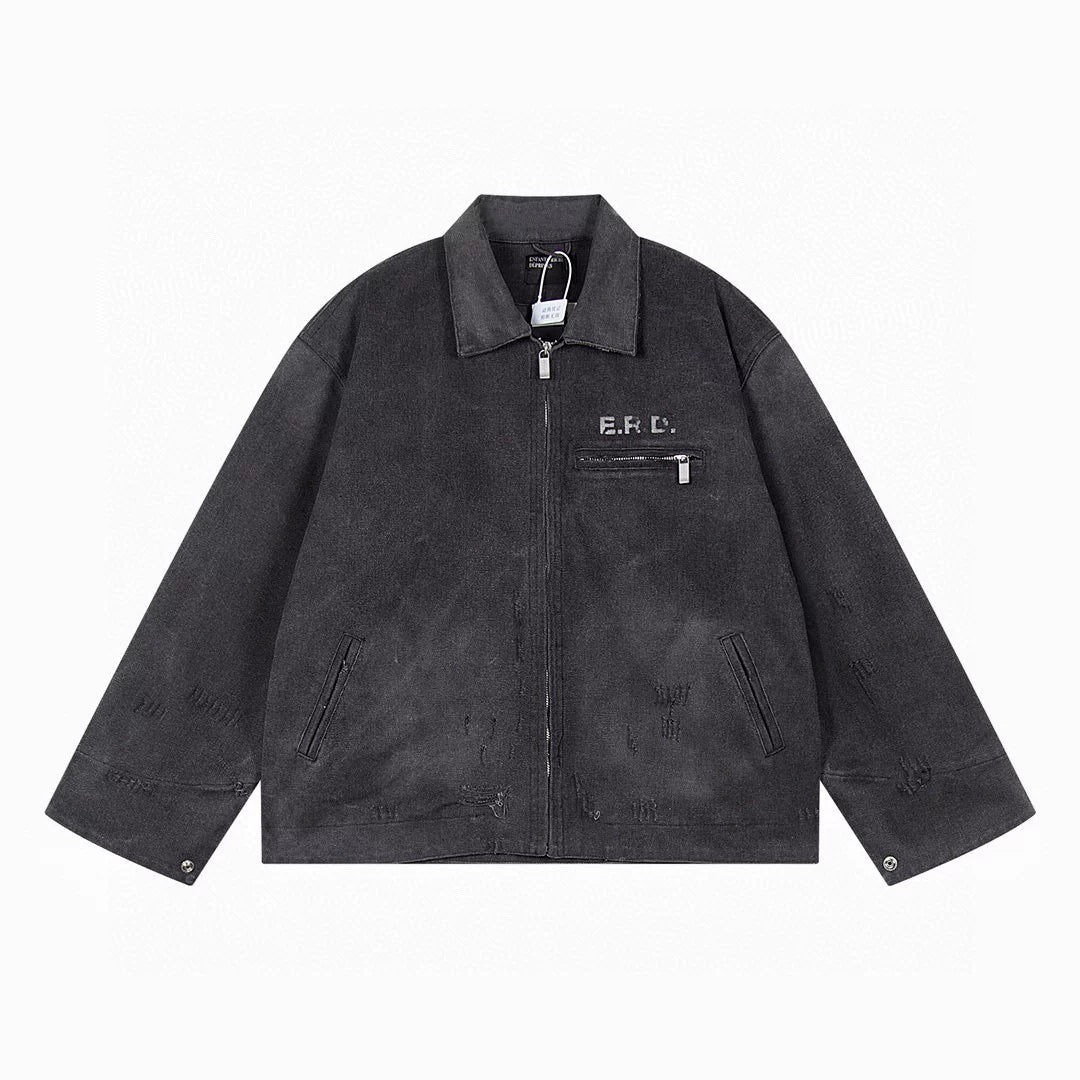 ERD melancholic Vintage Detroit Washed Canvas Collared Jacket