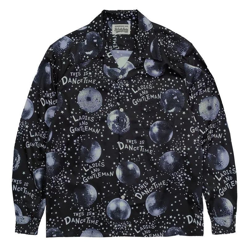 WACKO MARIA Check Open Collar Long Sleeve Shirt