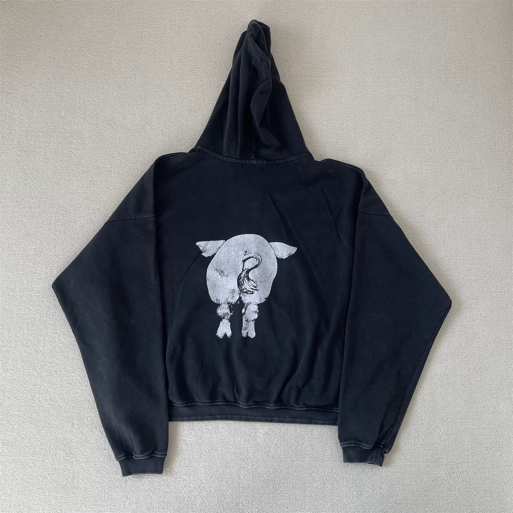 ERD Inspired Pigman Patchwork Fleece Zip Up Hoodie