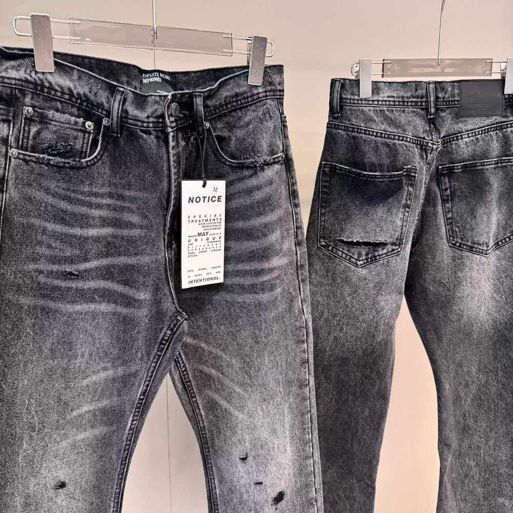 ERD Distressed Washed Oversized Straight Leg Jeans