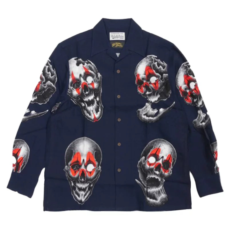 WACKO MARIA Check Open Collar Long Sleeve Shirt