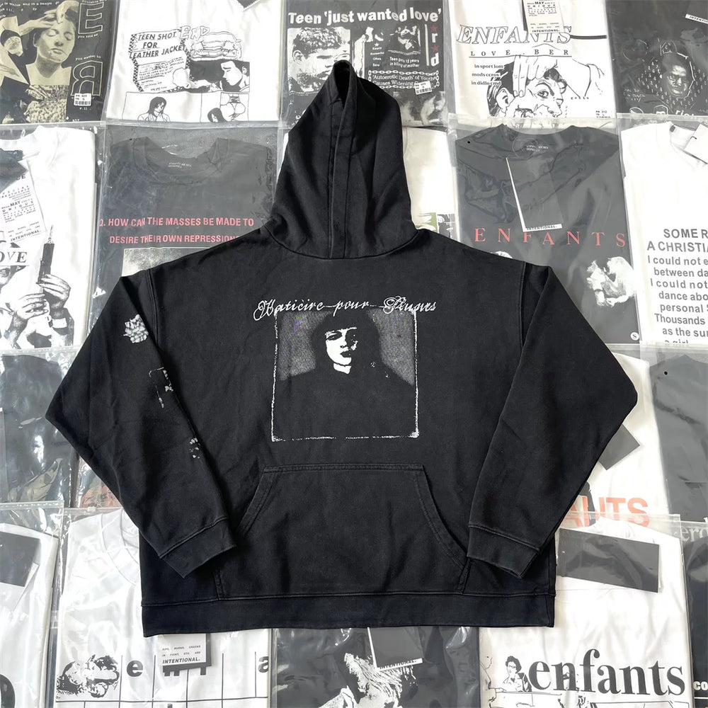 ERD melancholic Washed Fleece Oversized Graphic Hoodie