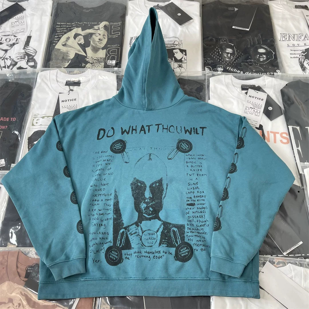 ERD melancholic Washed Fleece Oversized Graphic Hoodie