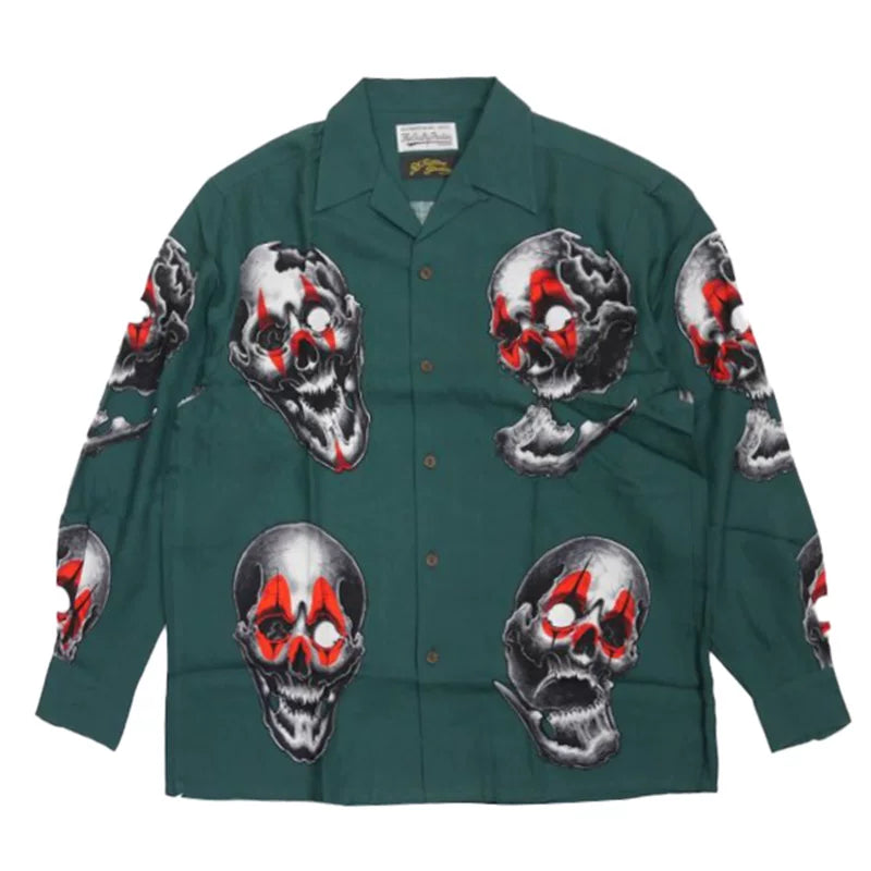 WACKO MARIA Check Open Collar Long Sleeve Shirt