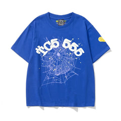 Sp5der "555 555" Spider Web Royal Blue Short Sleeve T-Shirt