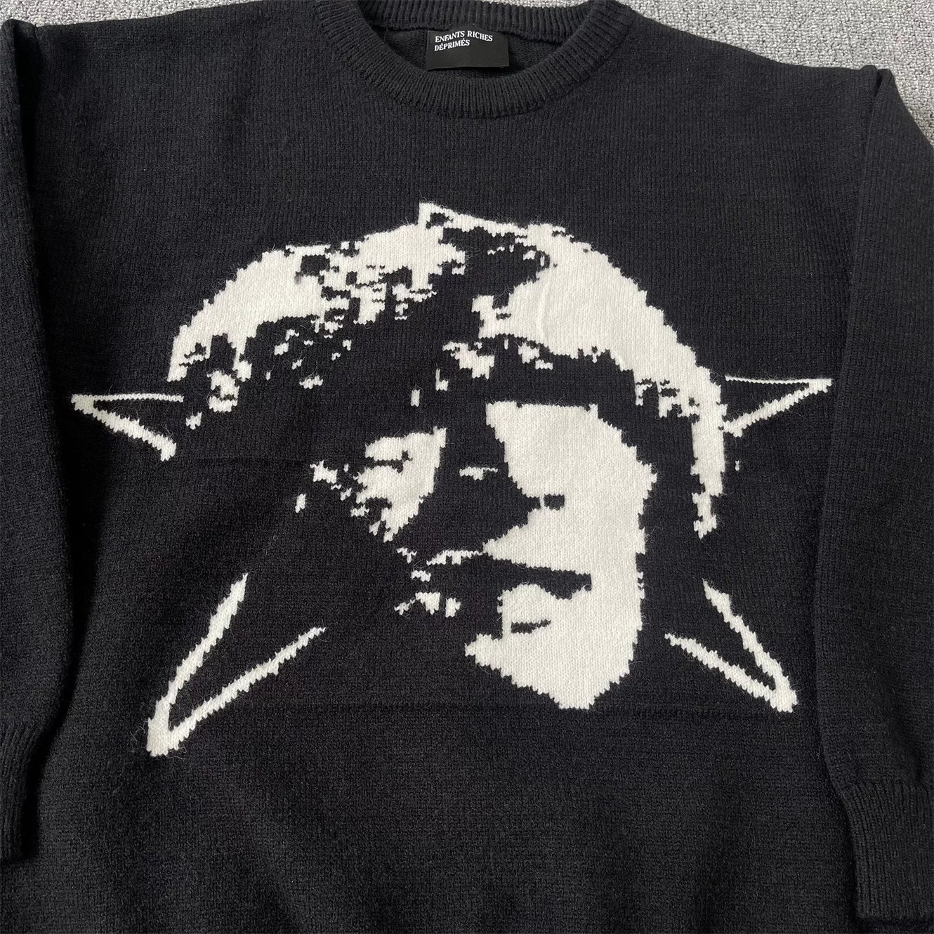ERD melancholic Gothic Pentagram Portrait Crewneck Knit Sweater